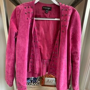 Bagatelle Vintage Pink Suede with rivets peplum jacket